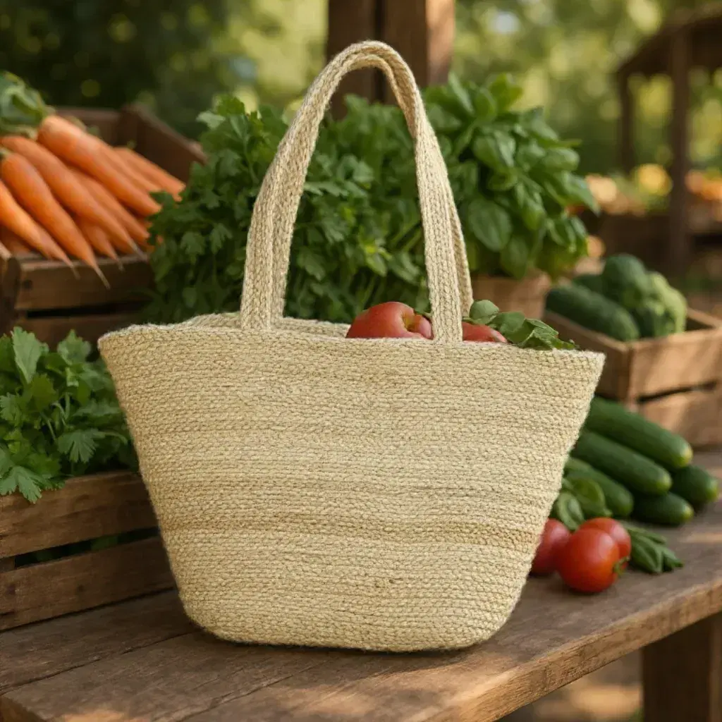 Handcrafted Straw Market Tote Bag